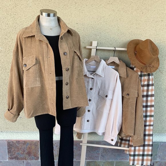 Corduroy Button Down Shirts Jacket - Picture 1 of 4